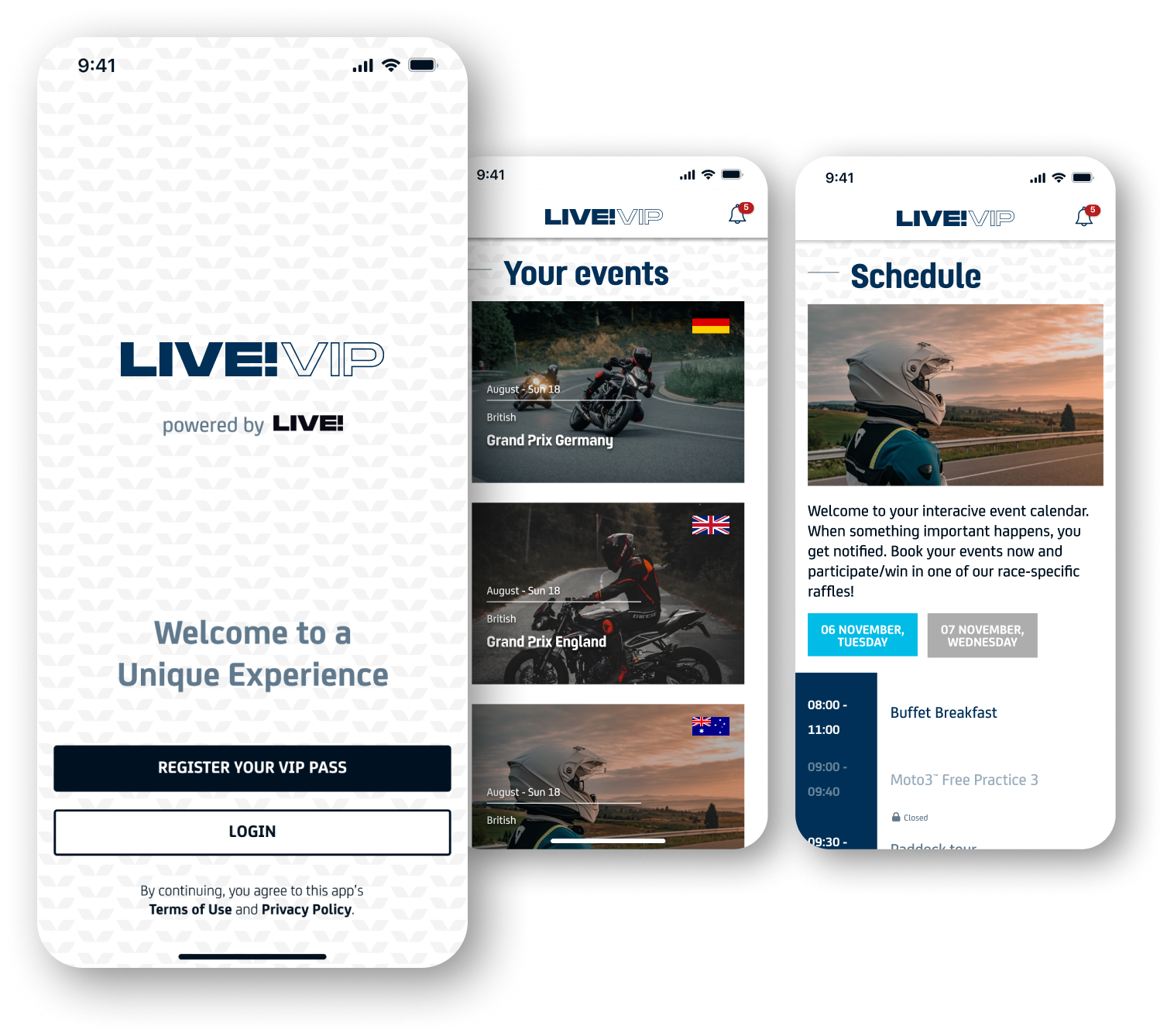 3 screens from live vip app
