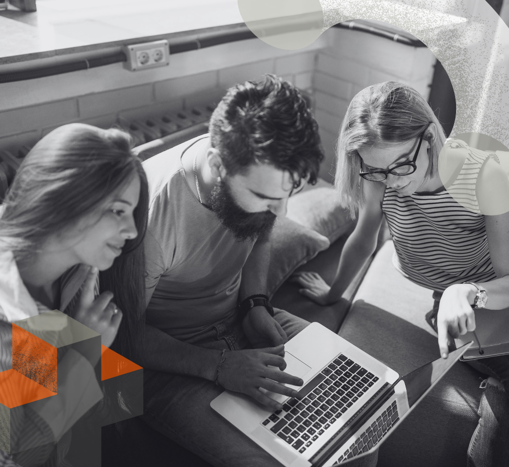 A team of digital marketers working with a client