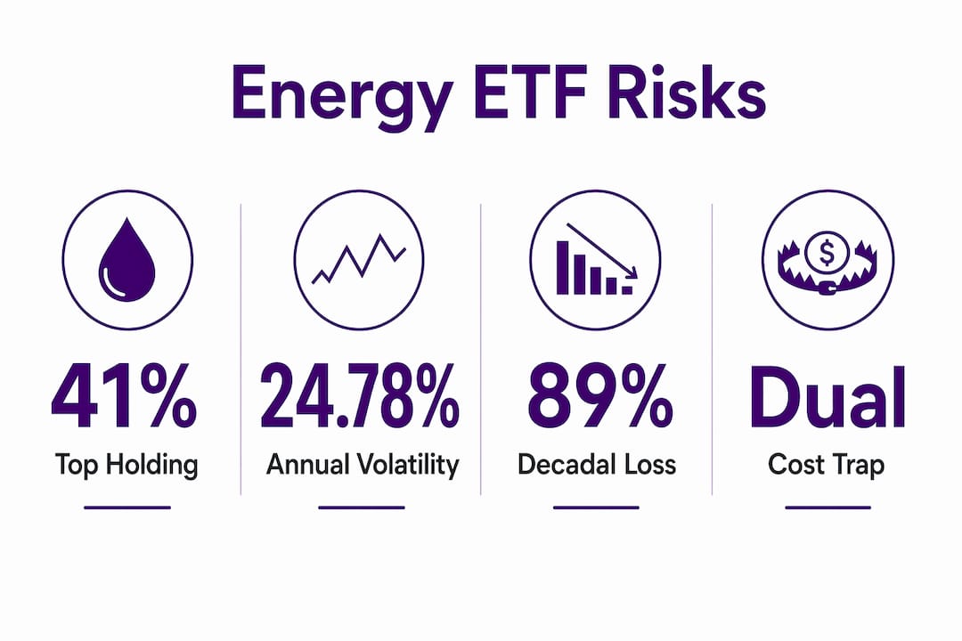 Infographic showing key statistics on energy ETFs risks