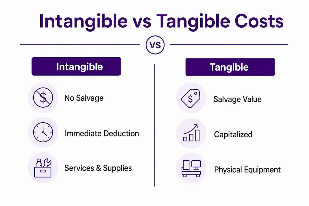 Infographic comparing intangible and tangible drilling costs