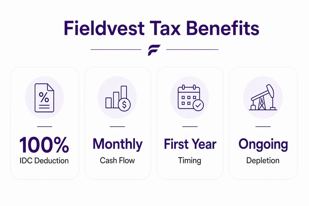 Infographic summarizing Fieldvest tax benefits with key figures