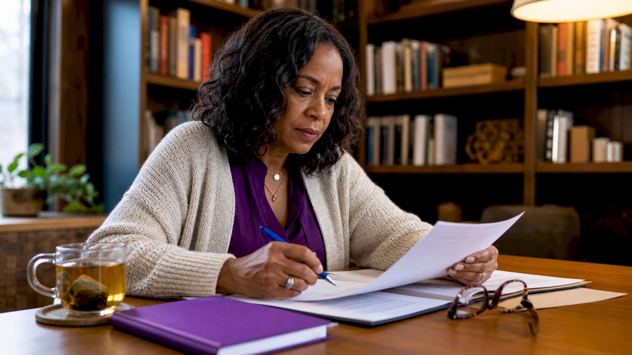 Woman reviewing investor verification documents
