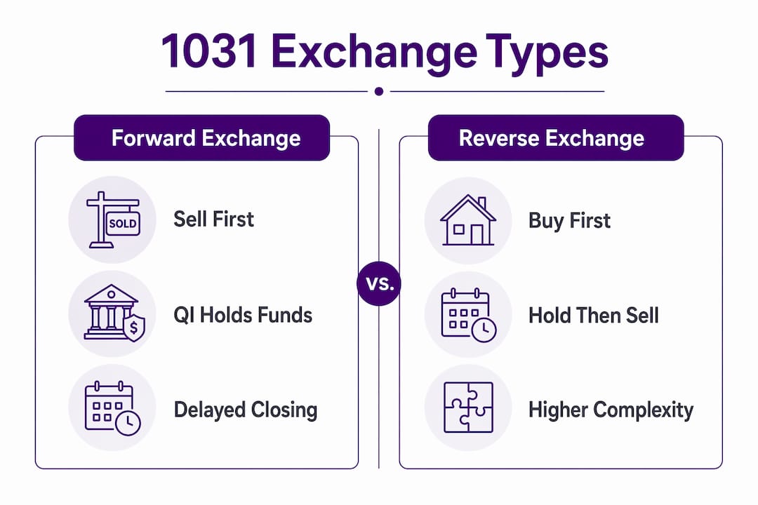 Infographic comparing forward and reverse 1031 exchanges