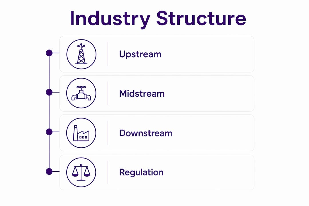 Infographic illustrating petroleum industry segments