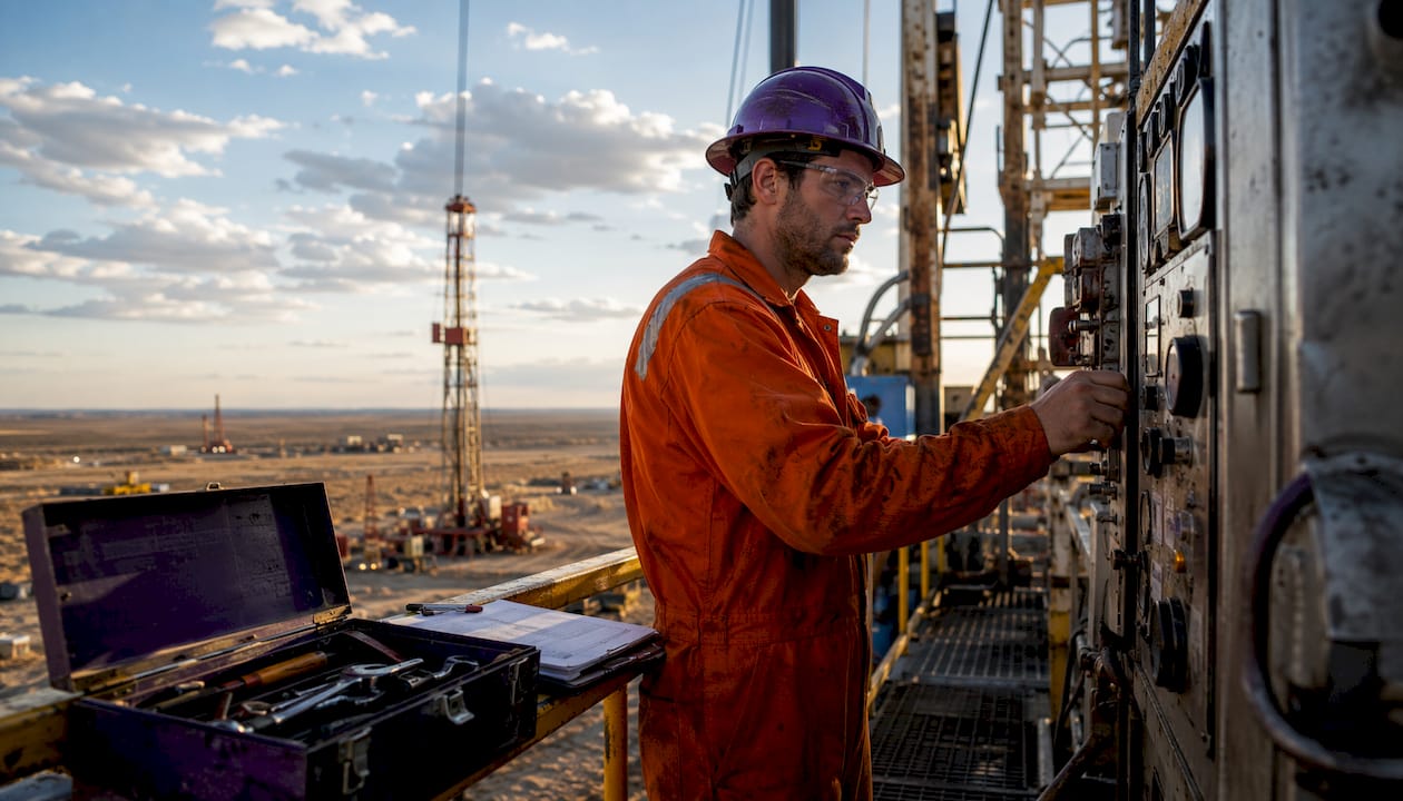 Drilling engineer operating rig controls
