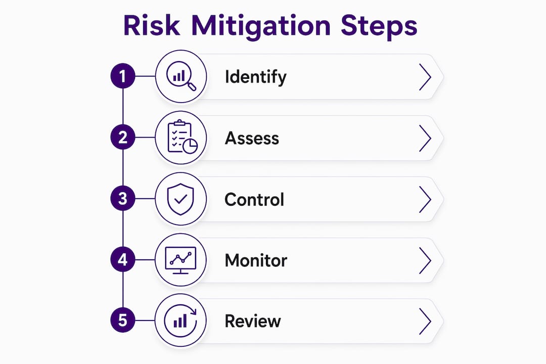Infographic showing risk mitigation steps flow