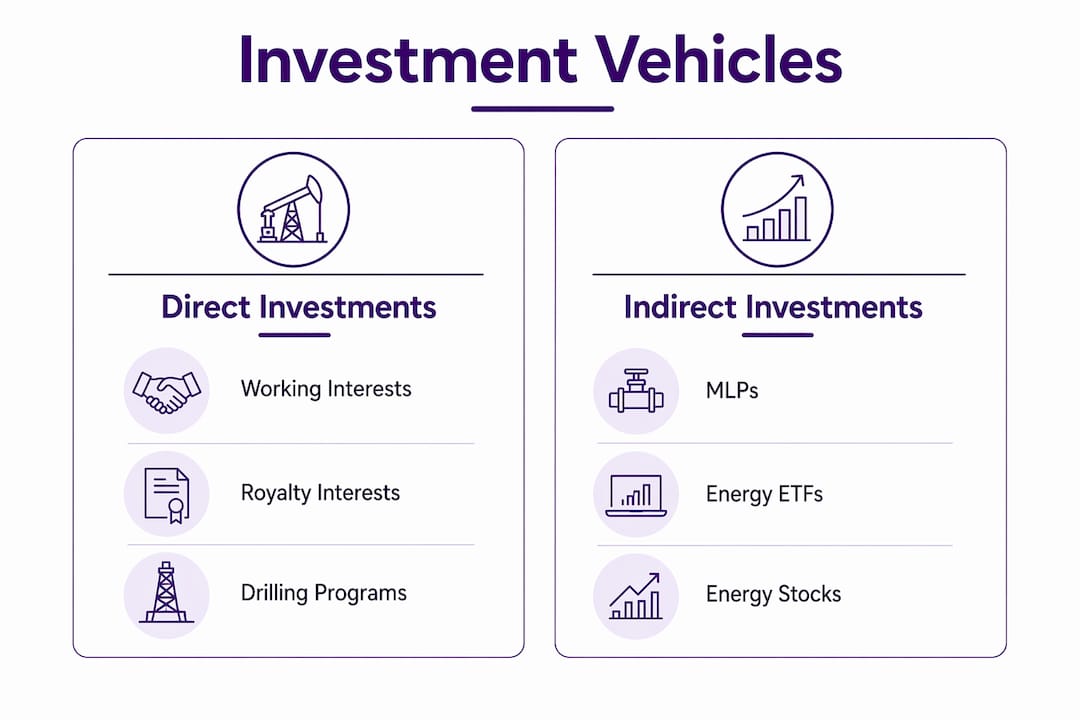 Infographic comparing oil and gas investment vehicles