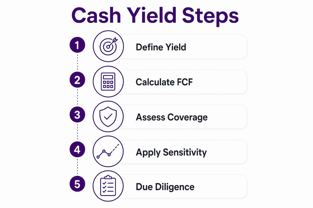 Infographic illustrating steps to evaluate cash yield