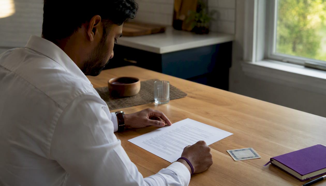 Hands submitting accreditation verification documents via smartphone
