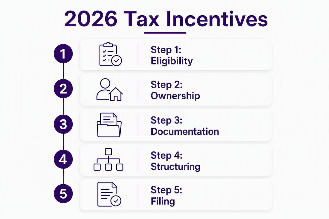 Process infographic for qualifying energy tax incentives
