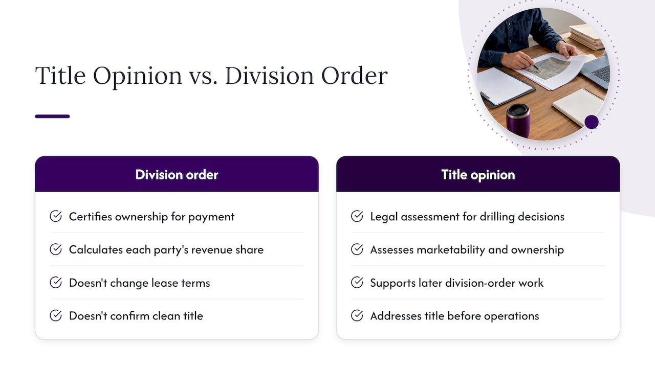 Title opinion and division order compared