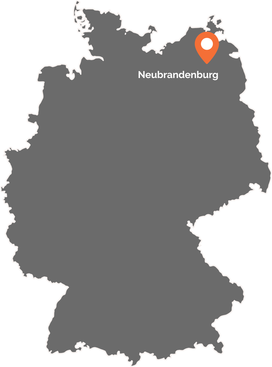 Deutschlandkarte mit Markierung am Standort Neubrandenburg