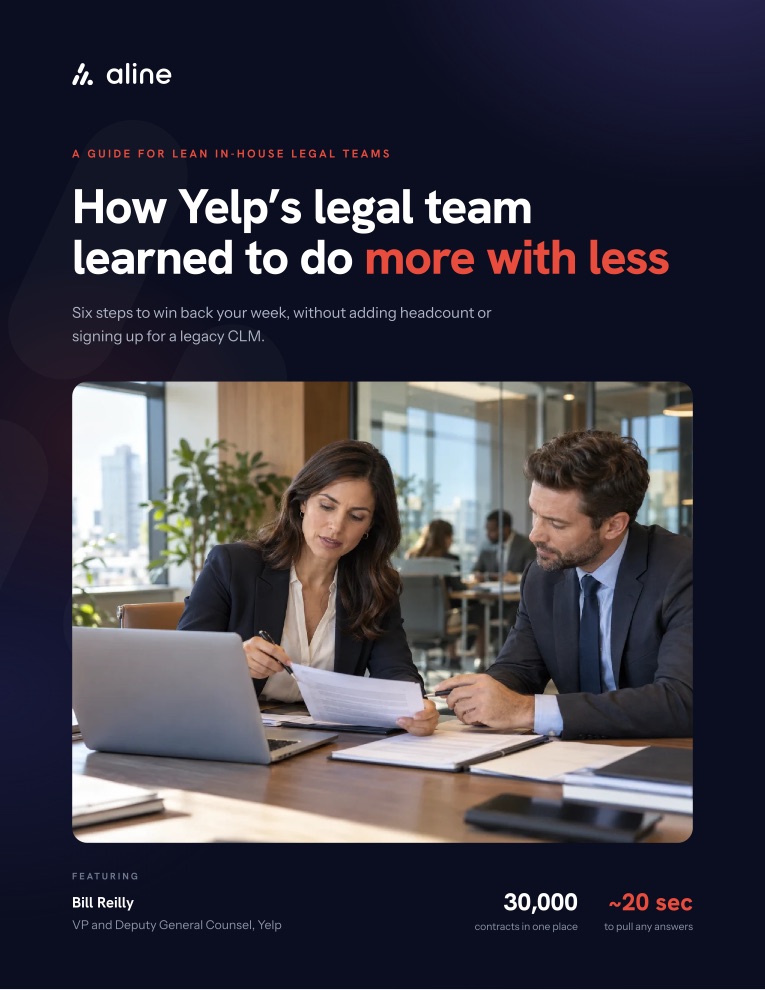 Cover of the guide: How Yelp's legal team learned to do more with less