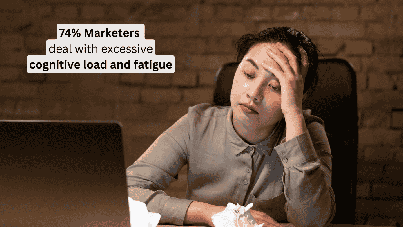 Marketing professional experiencing cognitive fatigue. 