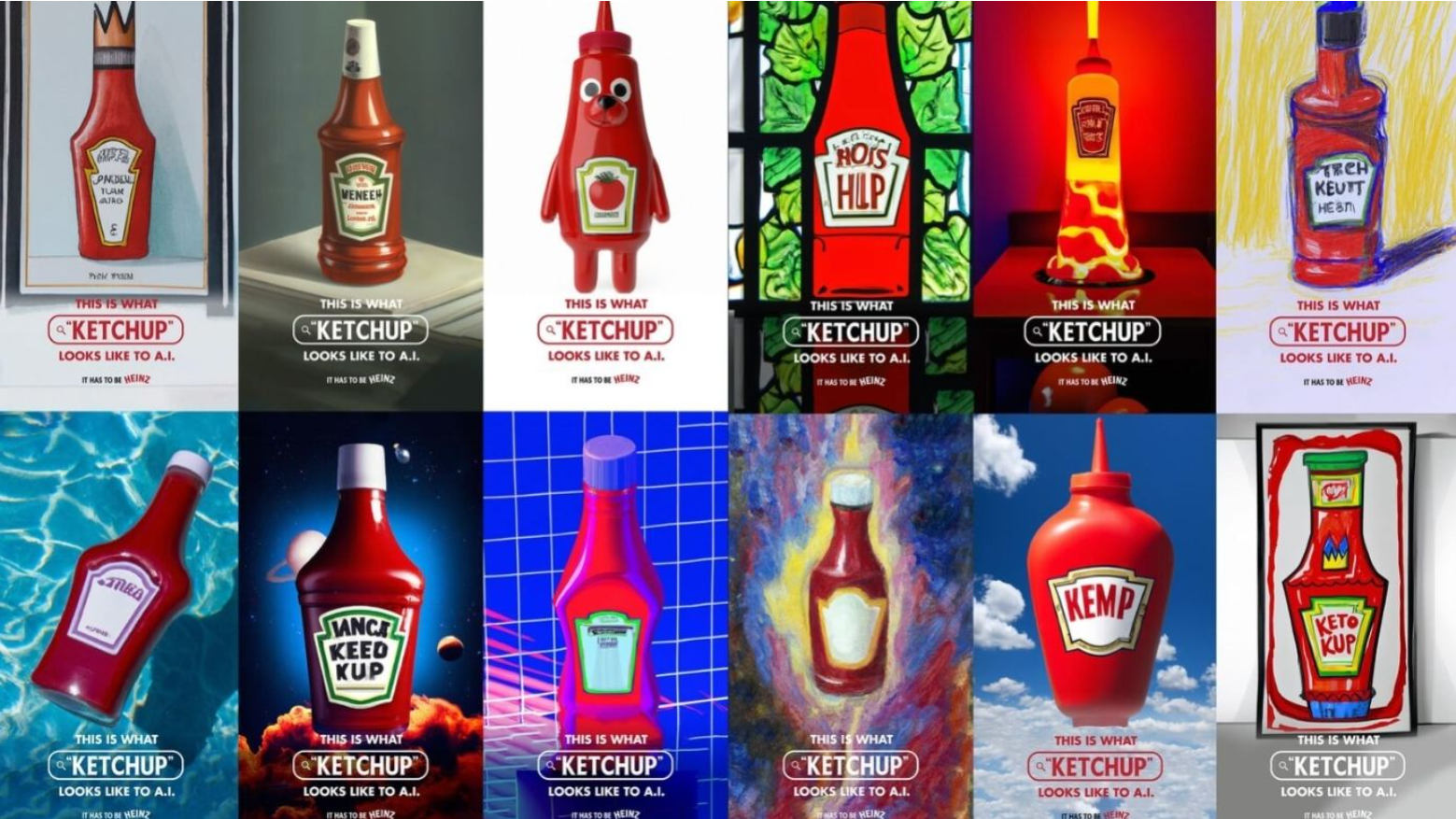 Alt Text: Example of generative AI images in creative marketing done by Heinz tomato ketchup