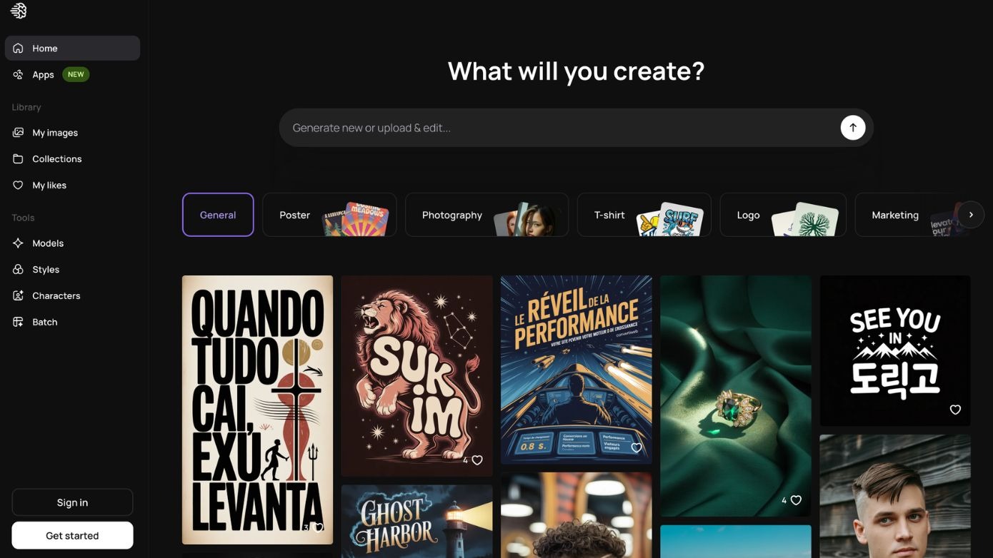 Ideogram AI image generation tool for creating visuals with advanced typography.