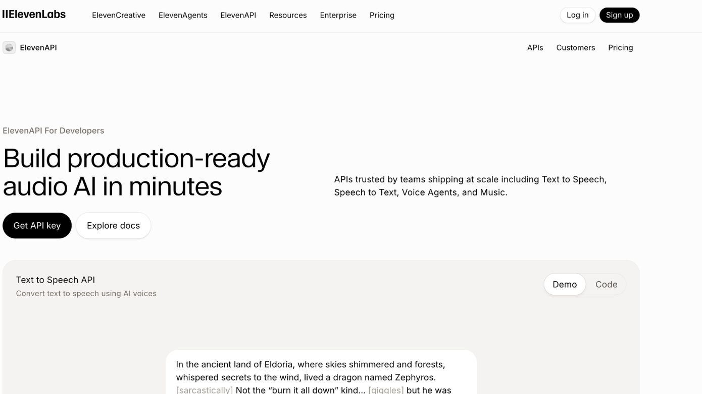 ElevenLabs AI voice generation platform for realistic voiceovers, narration, and multilingual audio.
