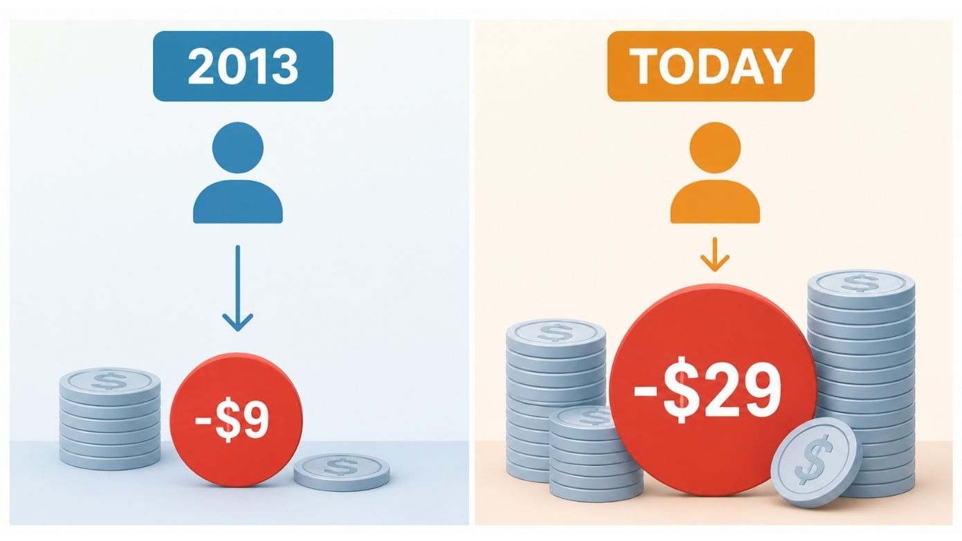 Statistics showing rising customer acquisition cost in digital advertising campaigns.