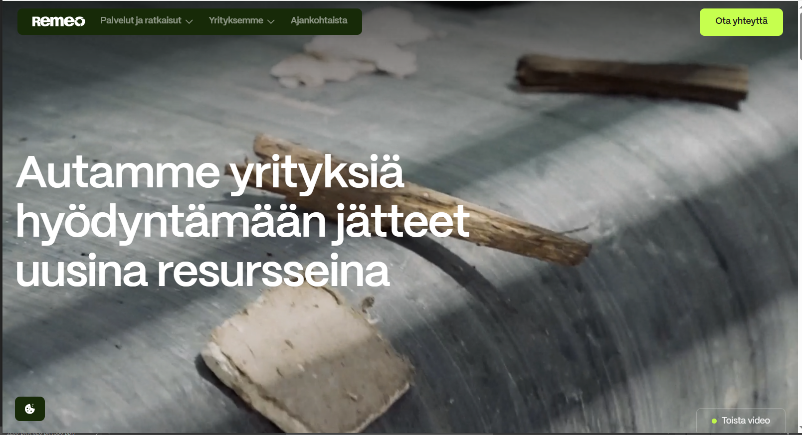 Remeon uudet verkkosivut. Kuva jätehuolto, vastaanotto, käsittely- ja uusioraaka-aine ratkaisuista