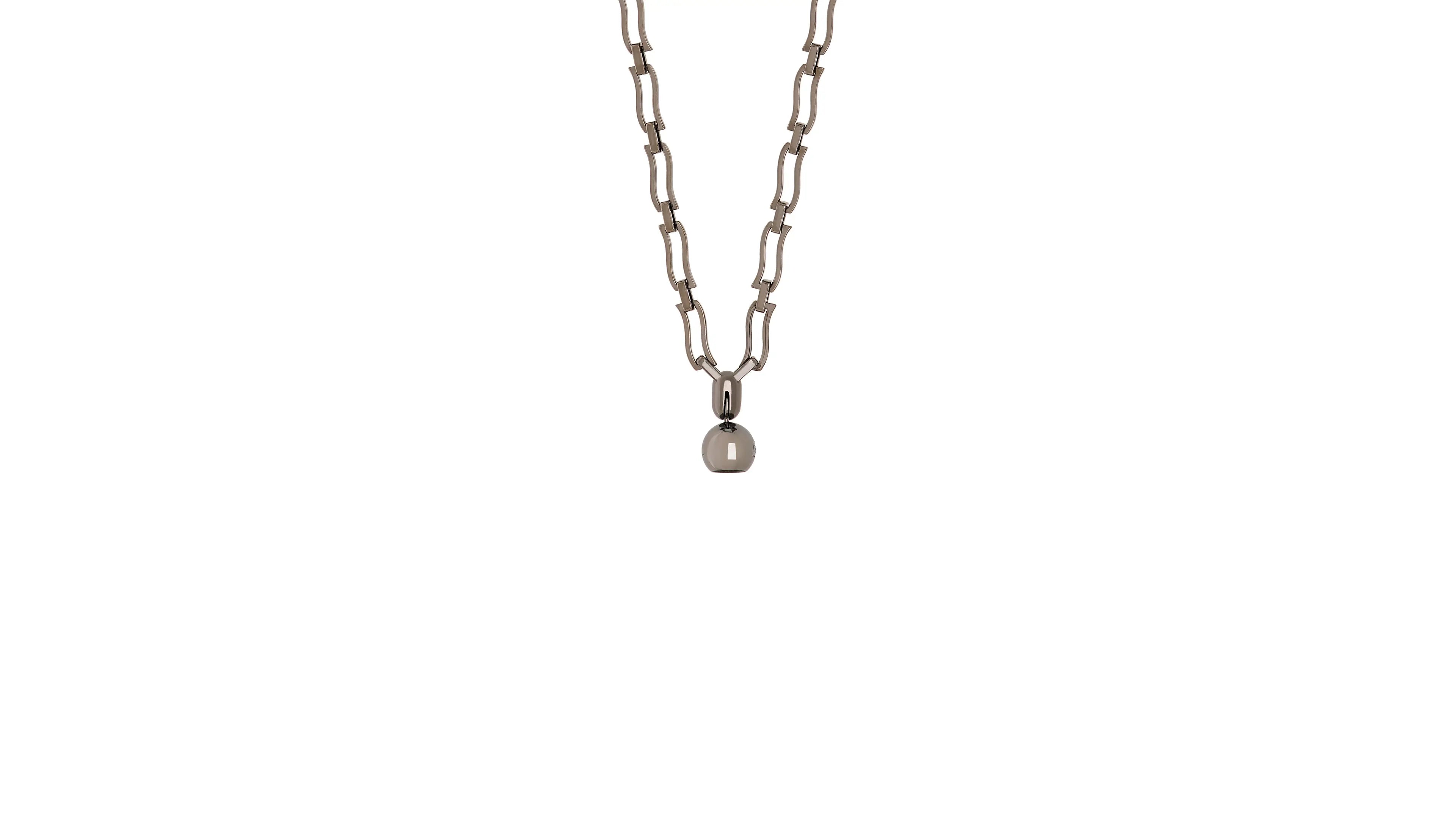 Necklace with a small round pendant on a white background