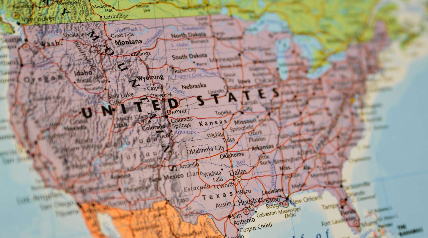 Map showing the United States of America