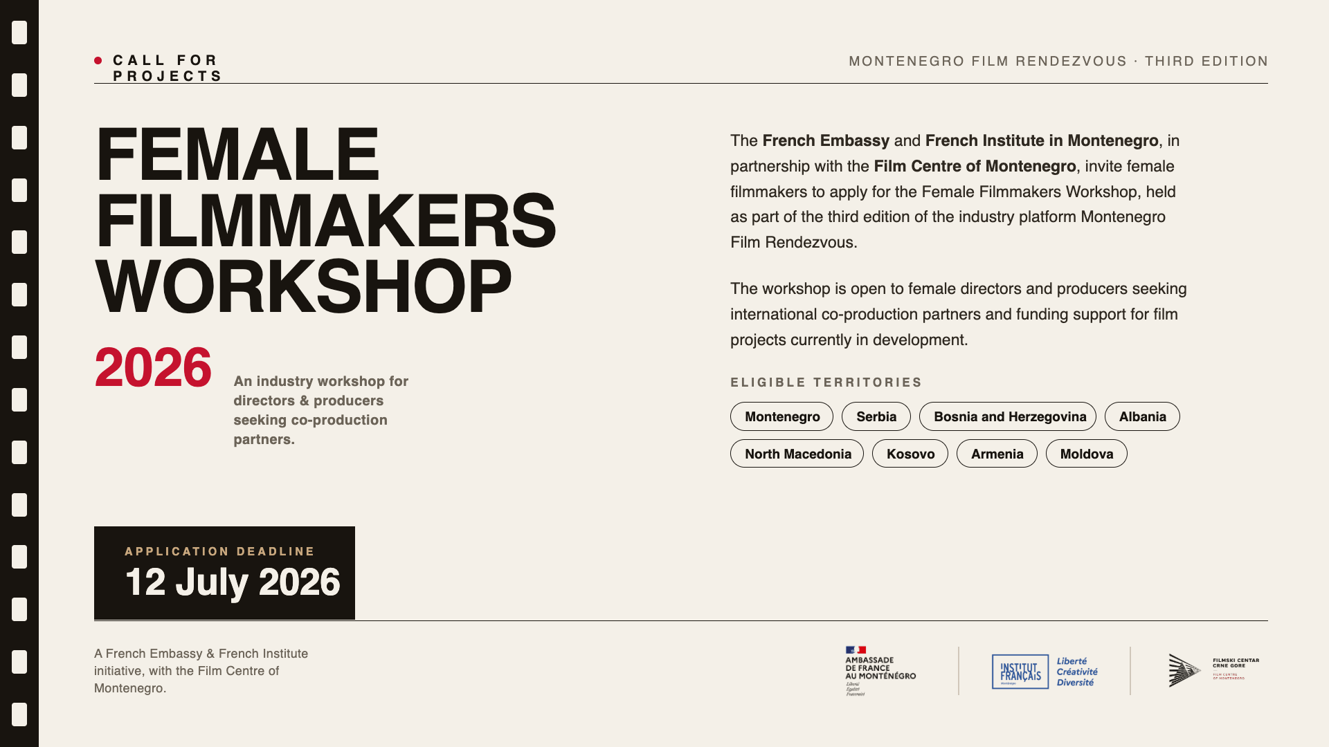 Call for Projects: Female Filmmakers Workshop 2026