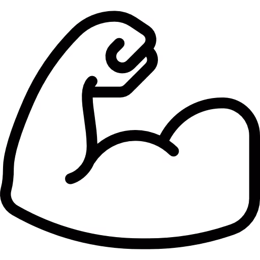 Icône d'un bras fléchi montrant un muscle biceps.