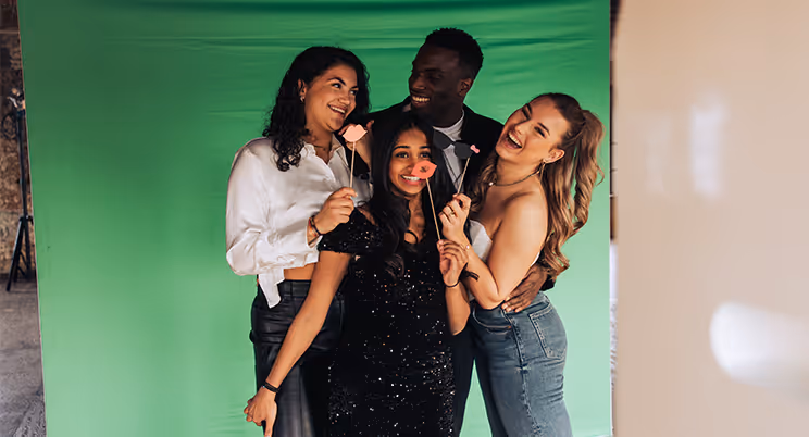 Green screen photo booth with props