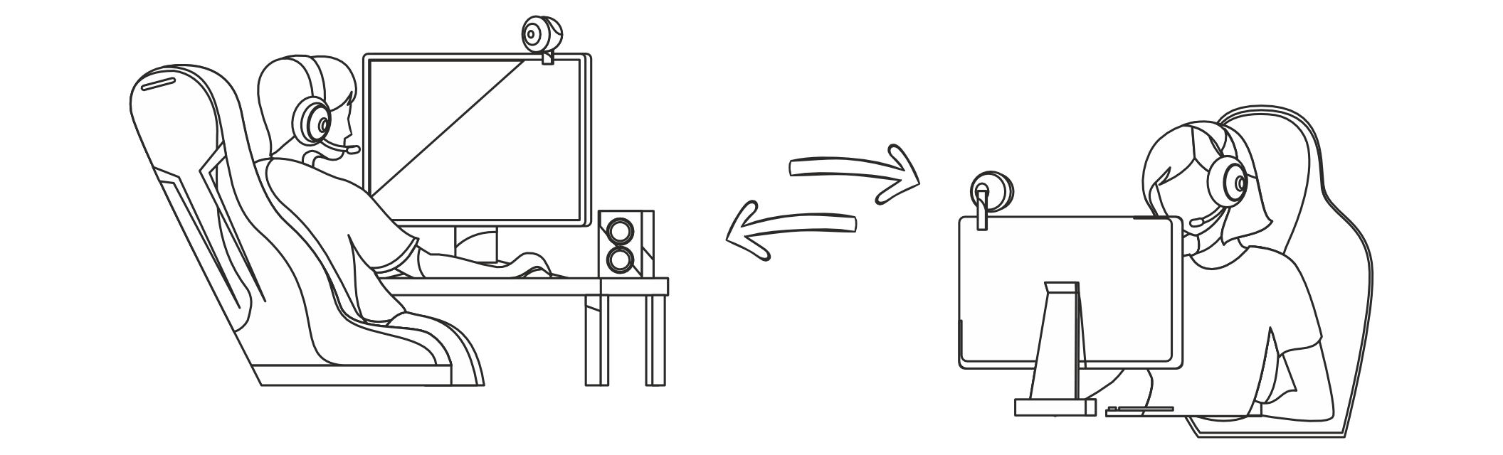 Two people live streaming and interacting with an online audience