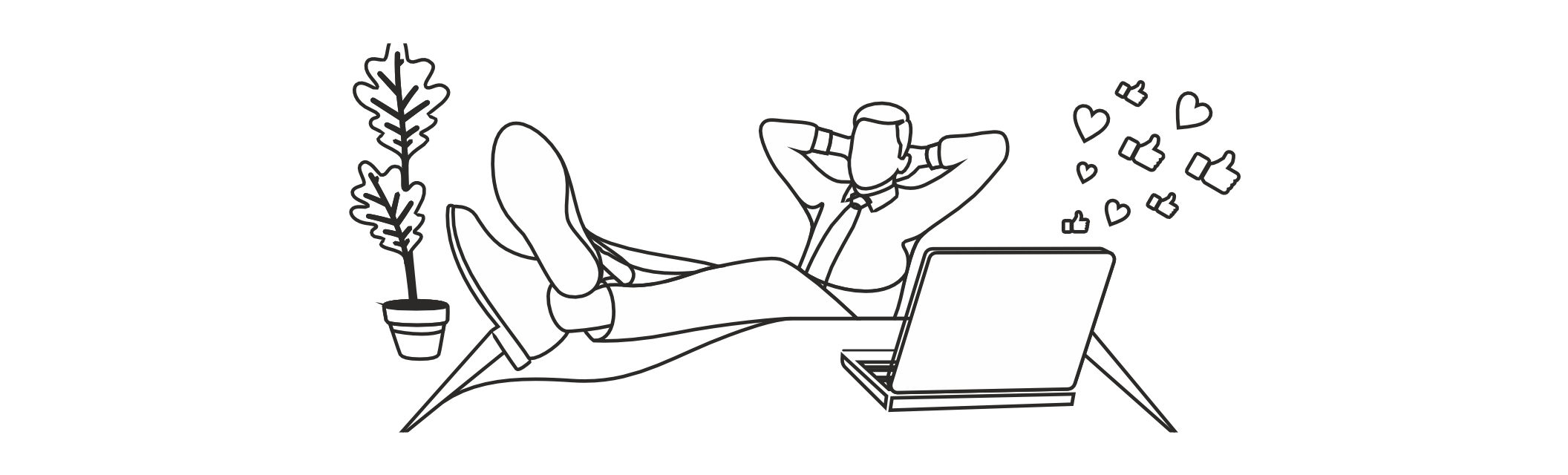 Person relaxing with a laptop, symbolizing the seamless and worry-free experience of a well-planned influencer marketing campaign