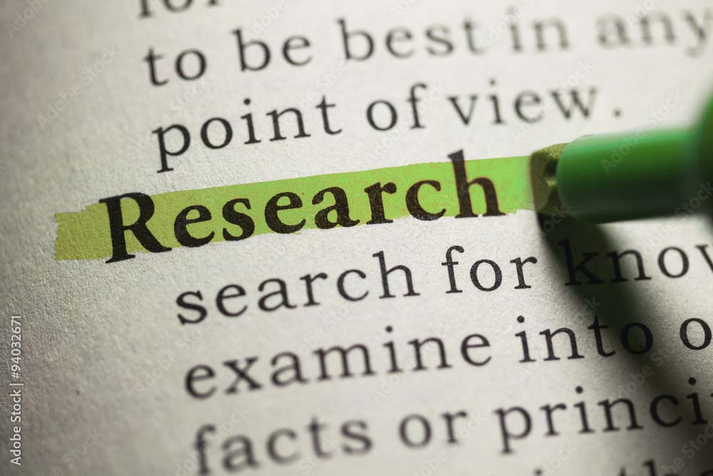 The word "Research" being highlighted in the dictionary.
