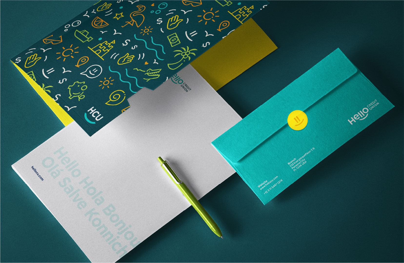 Hello Credit Union branded stationary