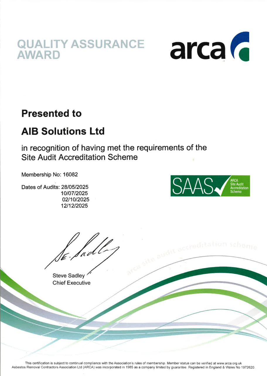 ARCA Quality Assurance Award — Site Audit Accreditation Scheme — AIB Solutions Limited