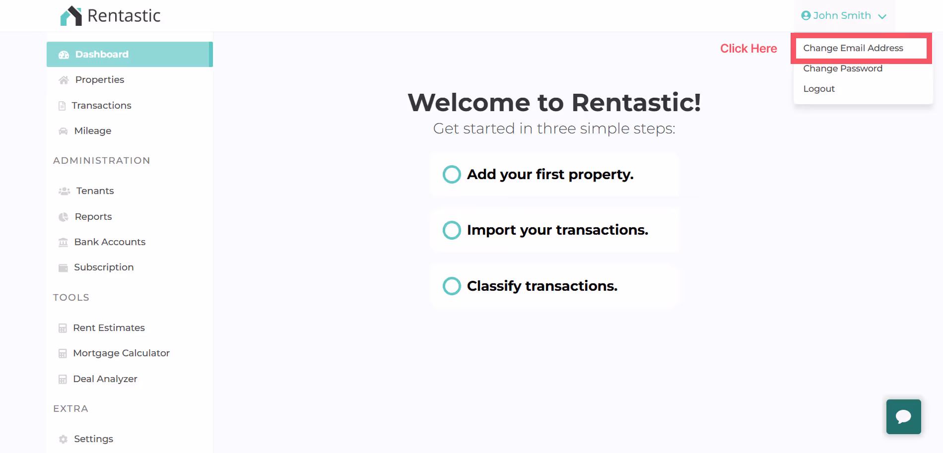 Change Email section