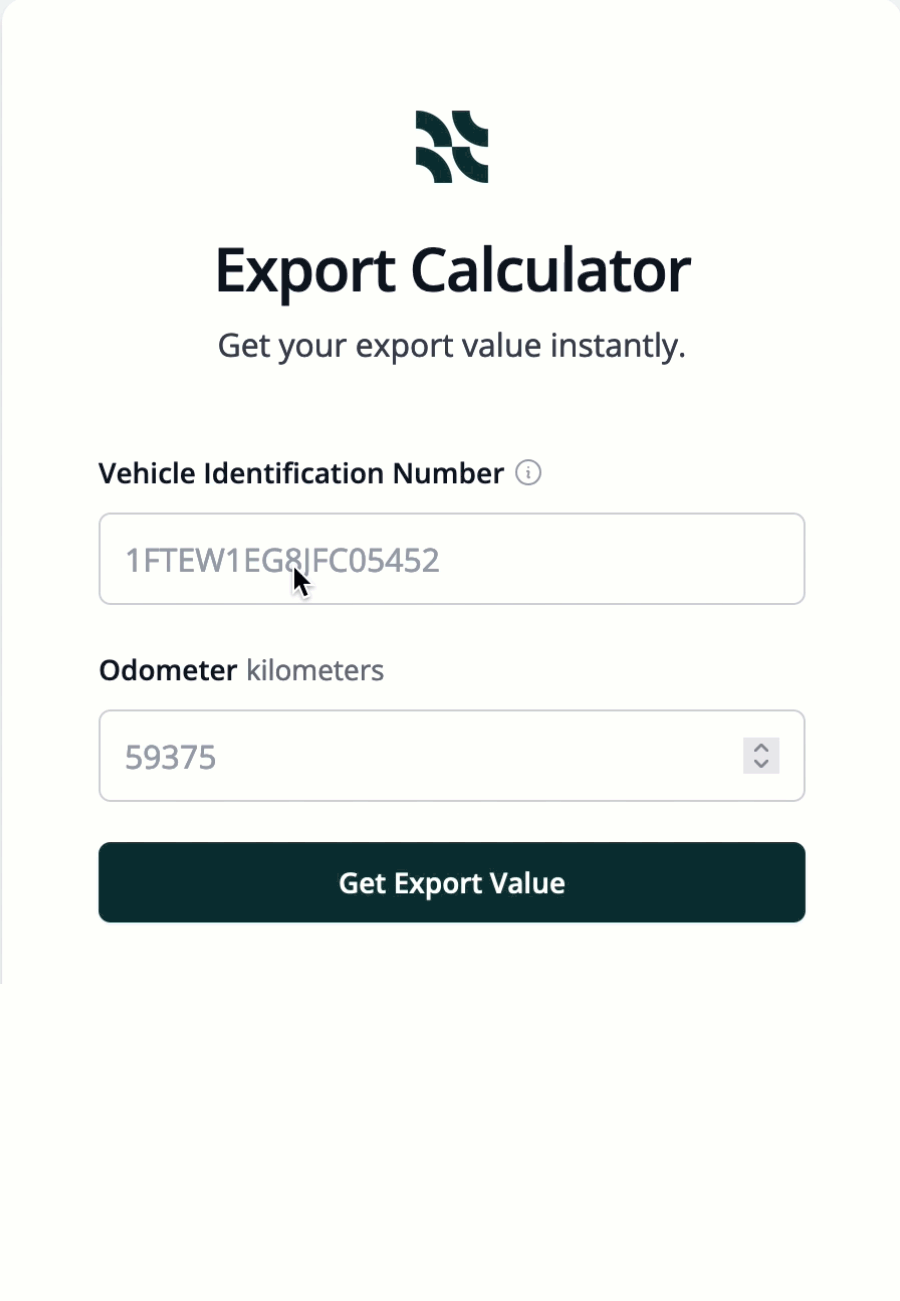 An animated image showing the user flow of using the Signal Export Calculator.