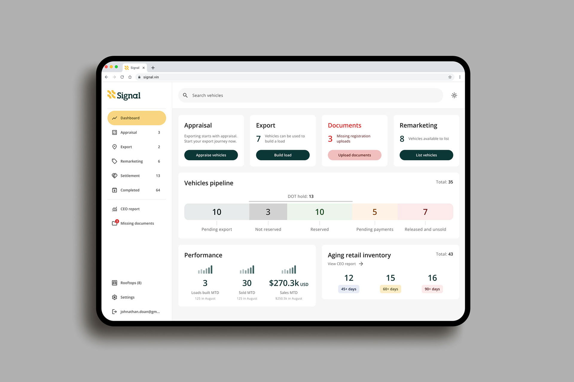 An ipad screen showing the new Signal 2.0 user interface