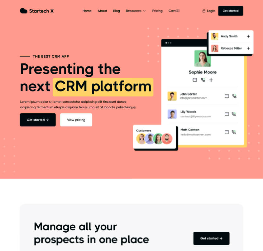 Startech X - Hero Home Page - Tech Startup Webflow Template