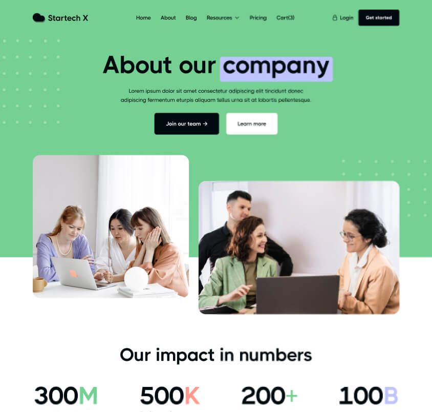 Startech X - Hero Home Page - Tech Startup Webflow Template
