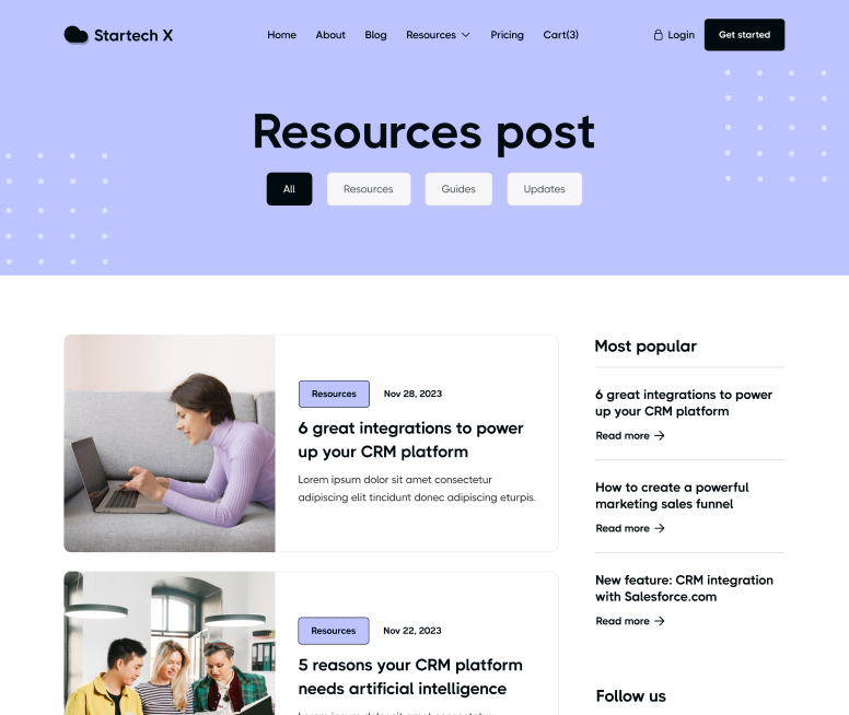 Startech X - Blog Category Page - Home Page - Tech Startup Webflow Template