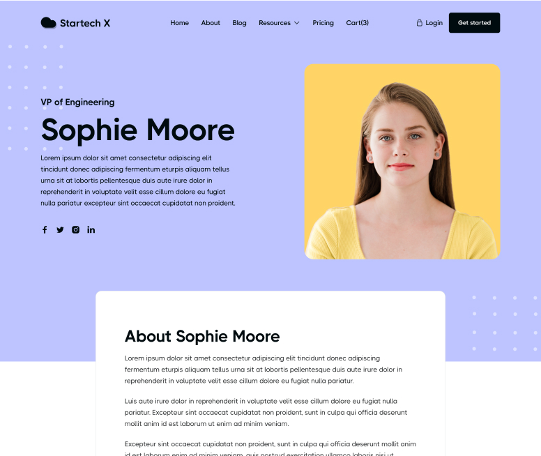 Startech X - Team Member Page - Home Page - Tech Startup Webflow Template