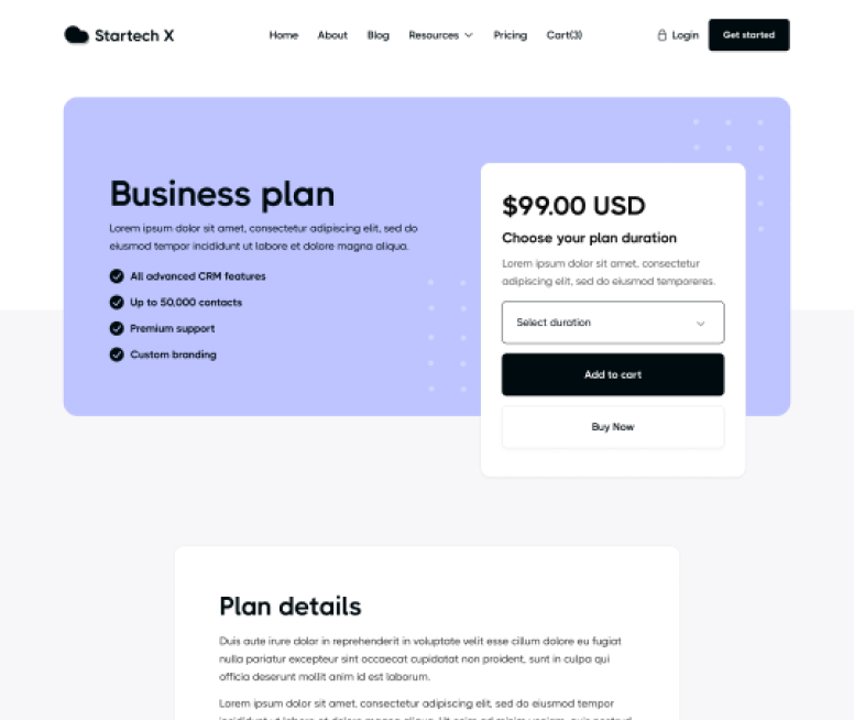Startech X - Pricing Single Page - Home Page - Tech Startup Webflow Template