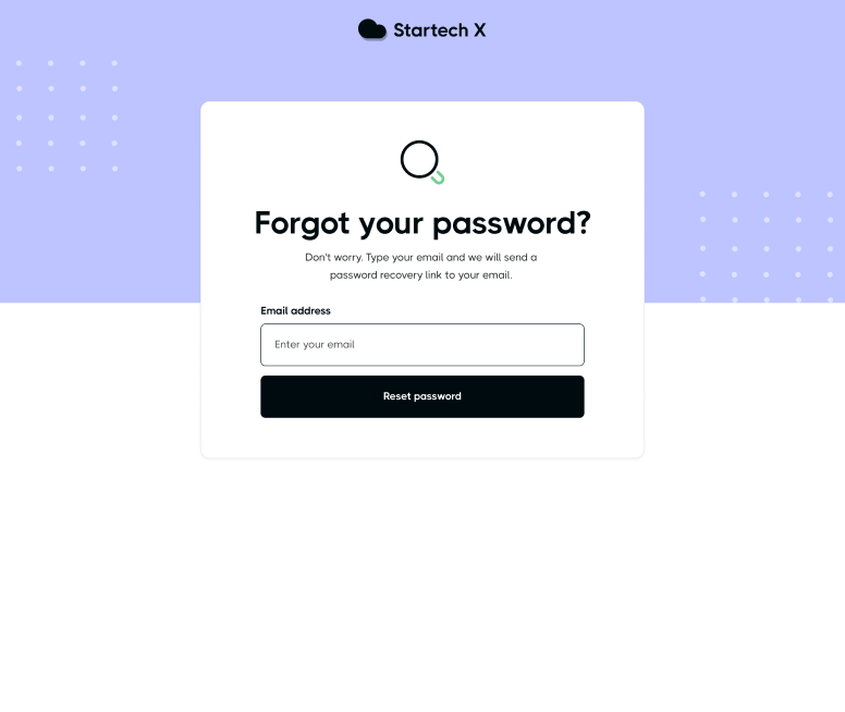 Startech X - Forgot Password Page - Home Page - Tech Startup Webflow Template