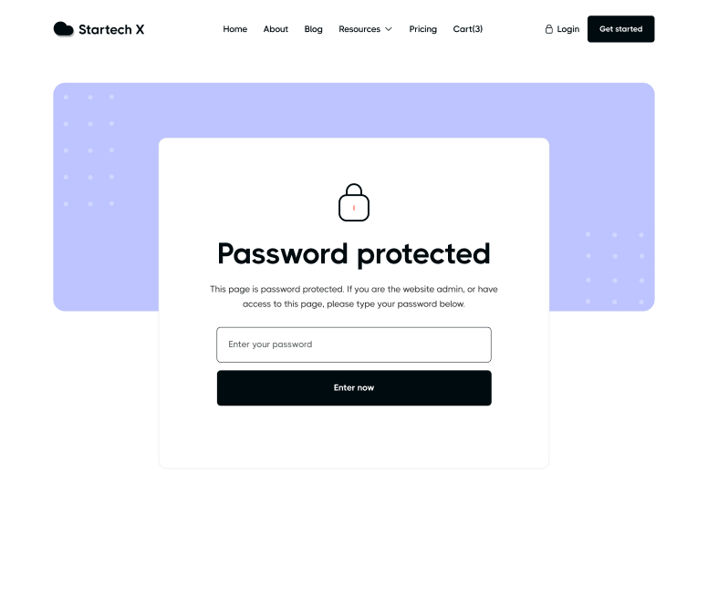 Startech X - Password Protected Page - Home Page - Tech Startup Webflow Template