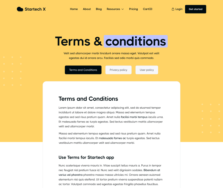 Startech X - Terms And Conditions Page - Home Page - Tech Startup Webflow Template