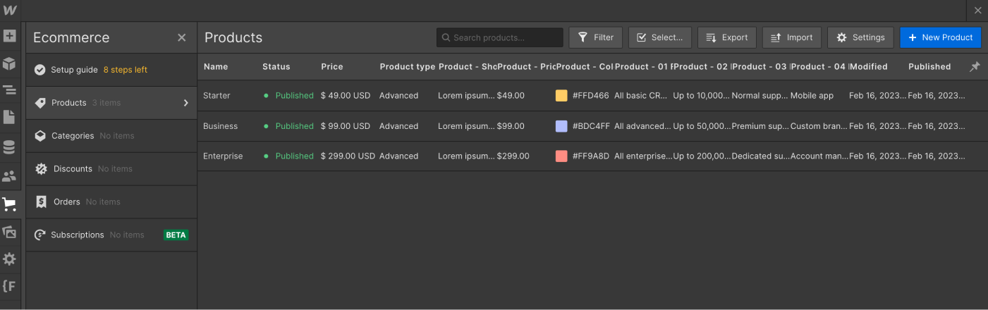 Ecommerce Collection - Startech X Webflow Template