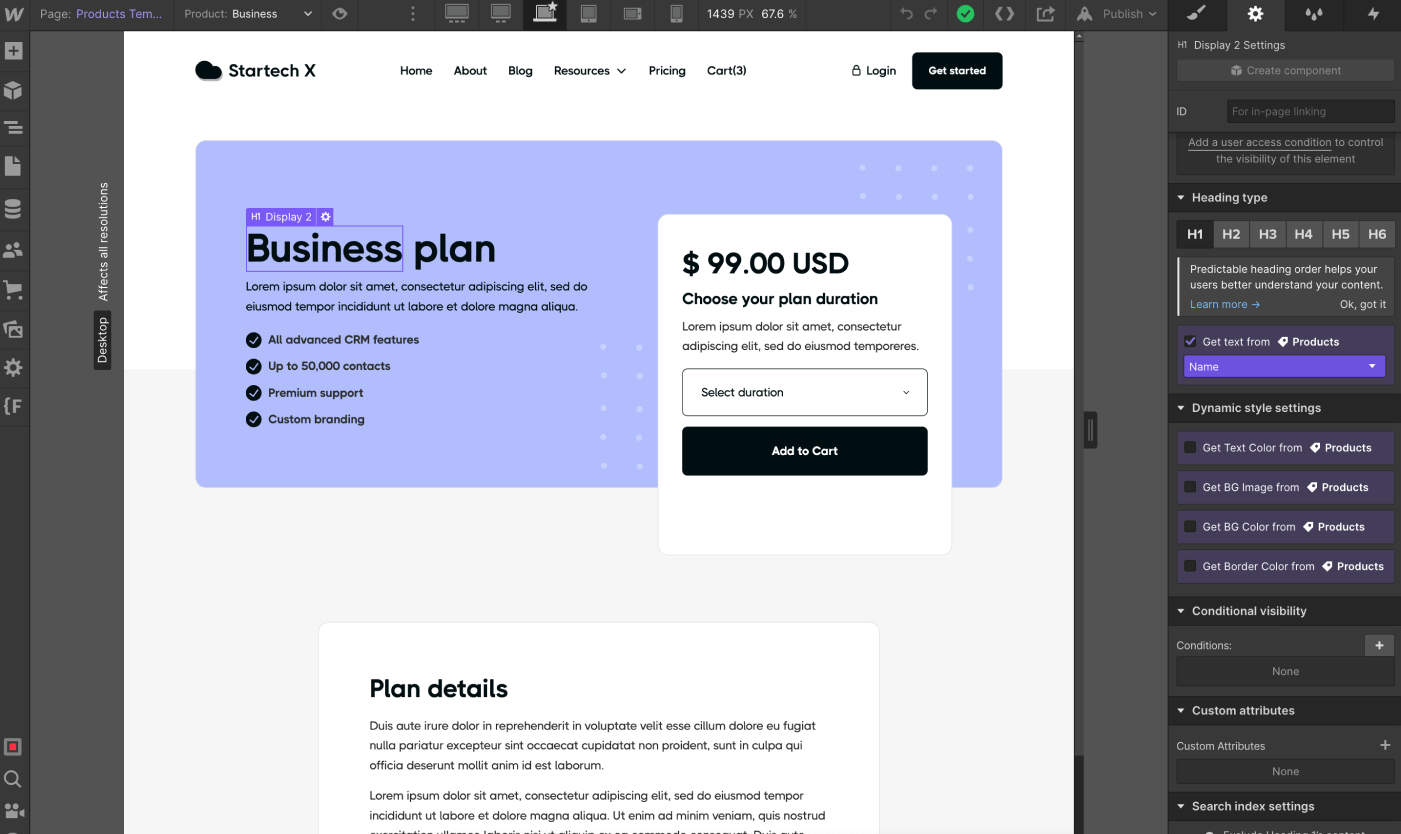 Ecommerce Page - Startech X Webflow Template