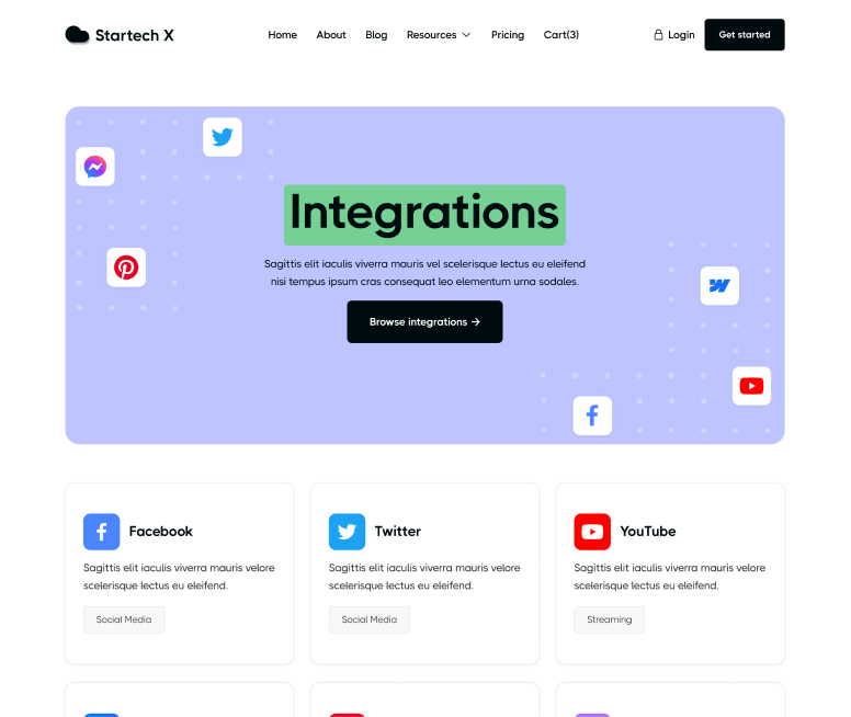 Integrations - Startech X Webflow Template