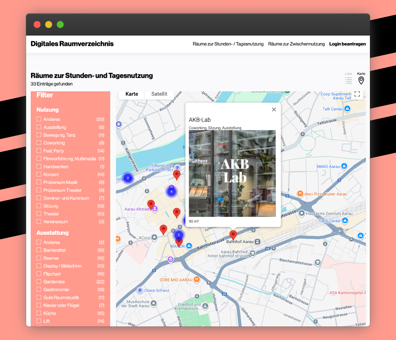 Screenshot Raumverzeichnis Aarau