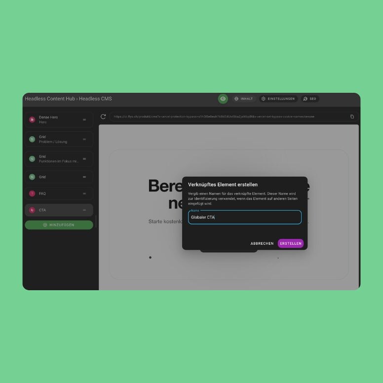 Verknüpfte Elemente im Nitro CMS