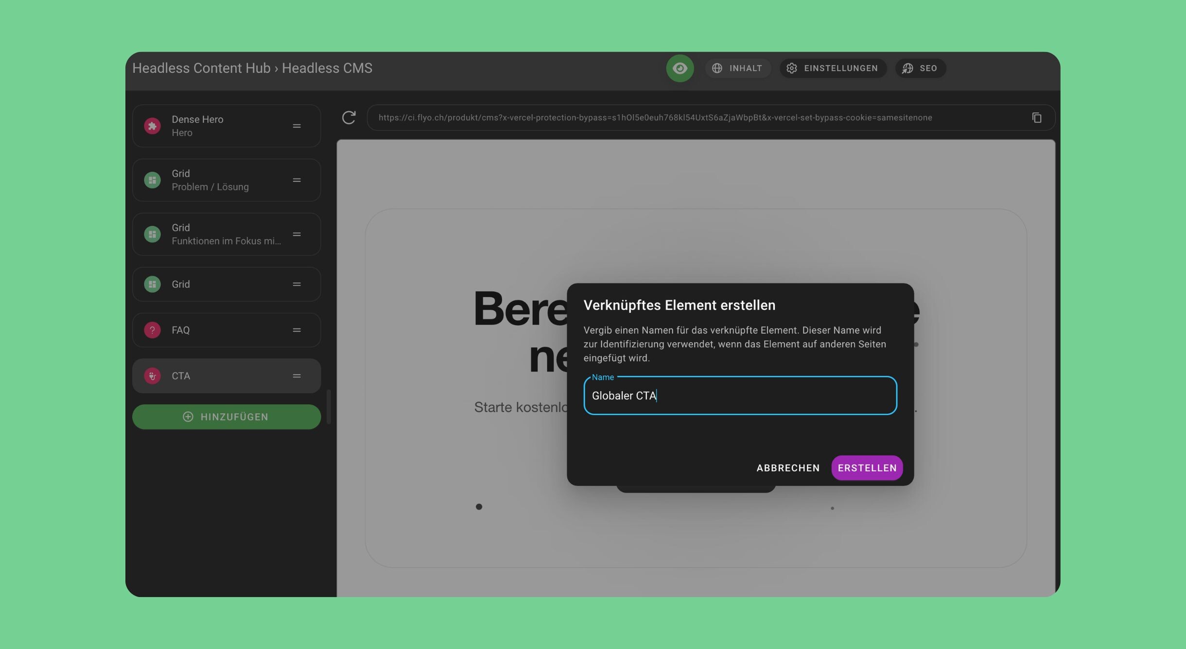 Verknüpfte Elemente im Nitro CMS